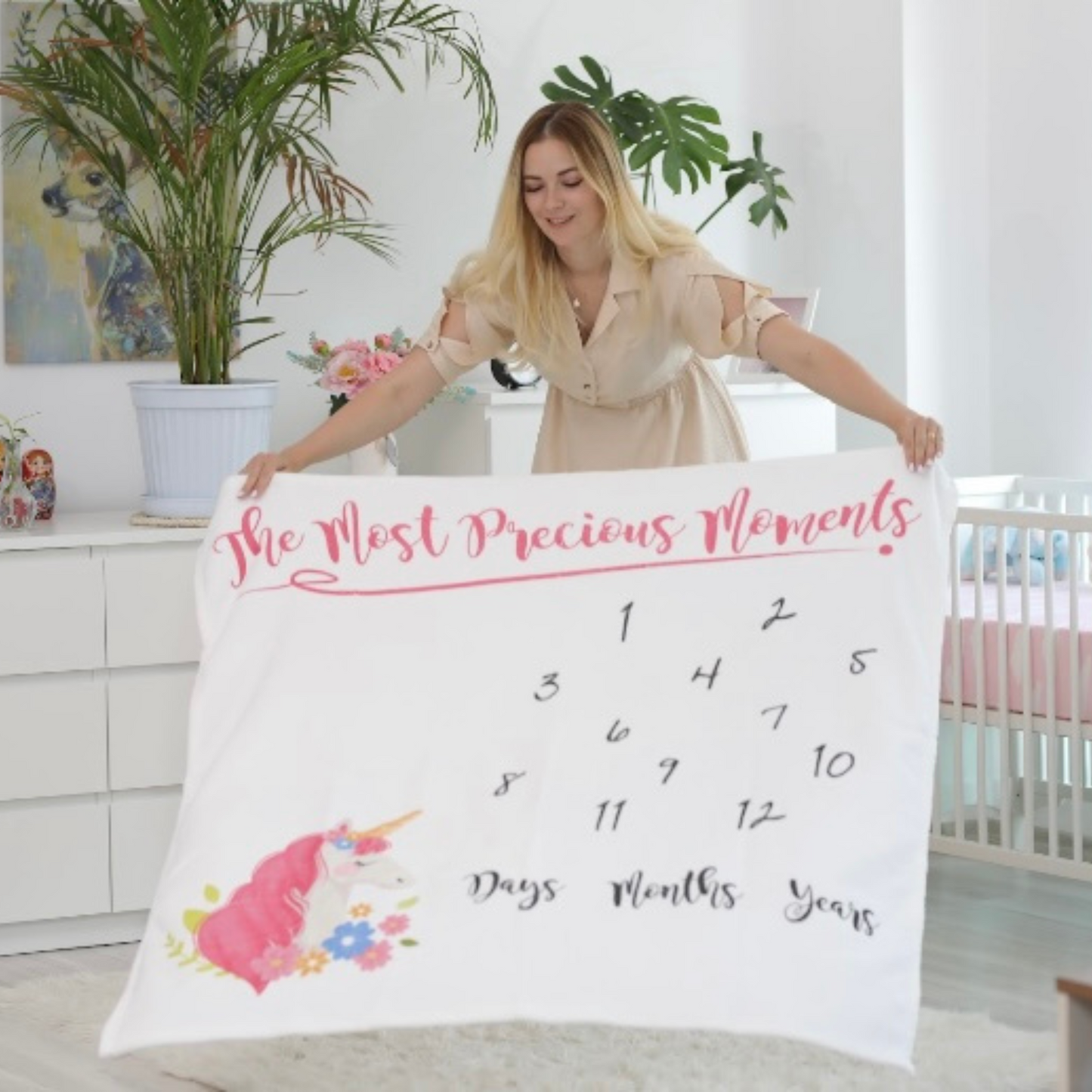 Baby Monthly Blanket | Unicorn (47 x 47 Inch) - Patucia