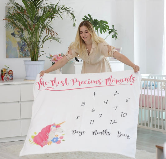 The most precious moments Monthly Milestone Blanket | Unicorn  (47 x 47 Inch)